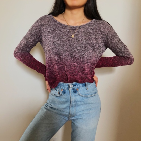 Foreign Exchange Purple Knit Ombre Sweater - Picture 2 of 4